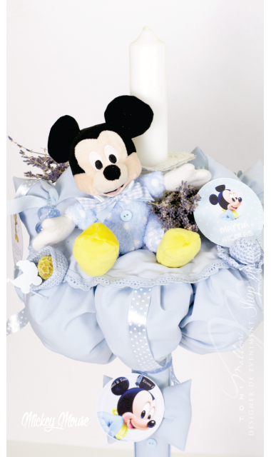 Trusou de botez brodat pentru baieti cu Mickey Mouse, Little man 2